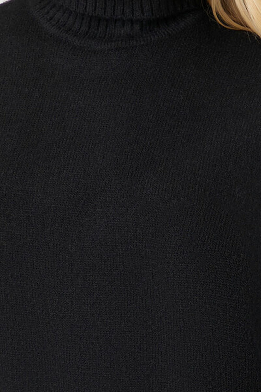 Turtleneck Split-Hem Sweater Black