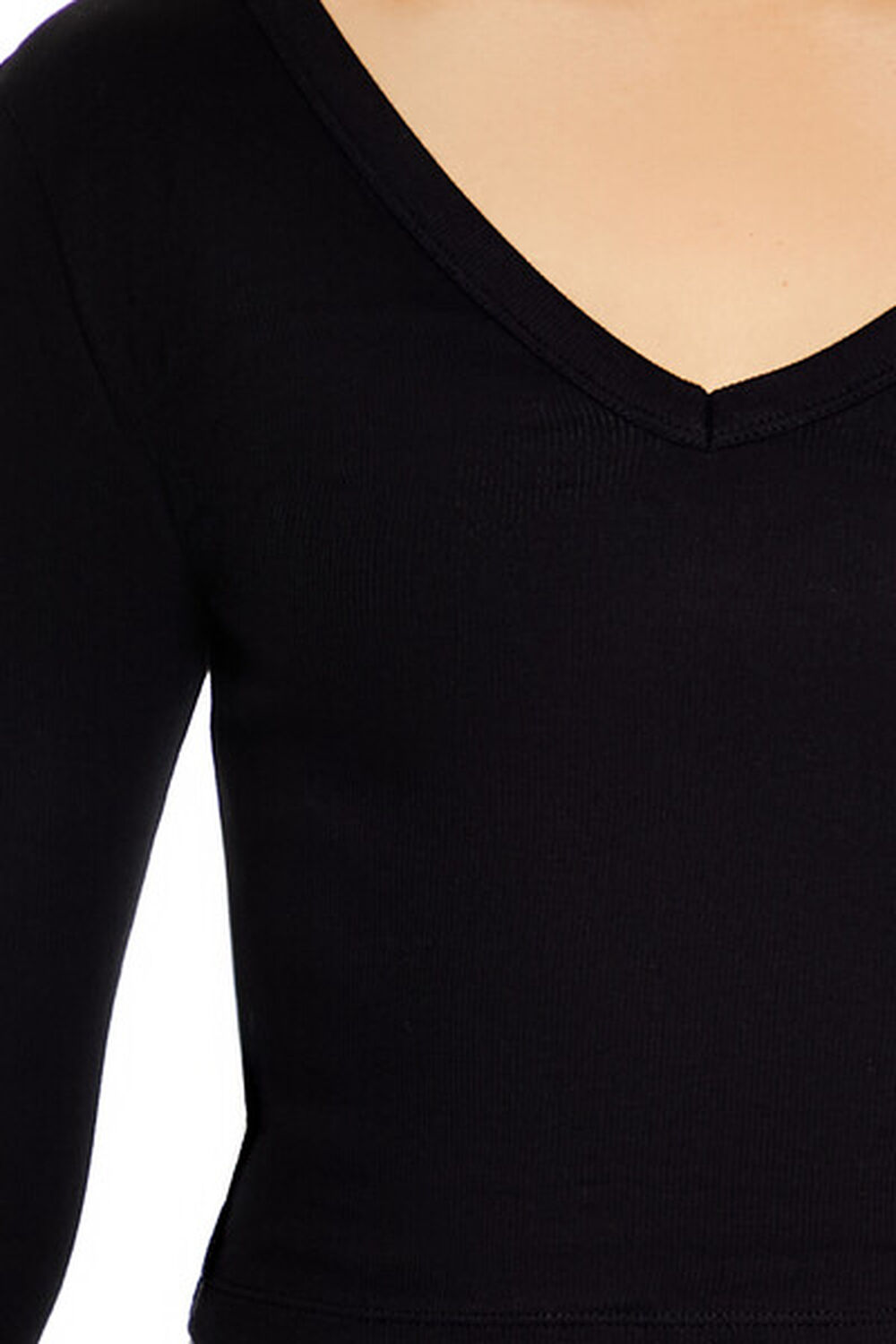Forever21 Cropped Long-Sleeve Top Black