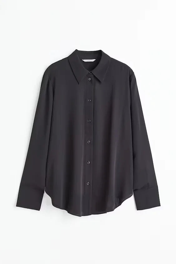 Pointed-collar Shirt Black
