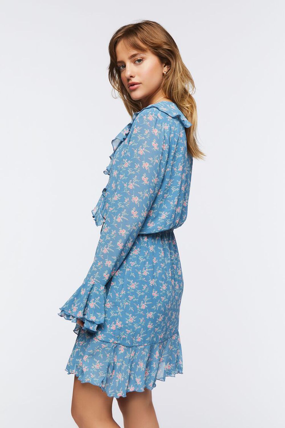 Chiffon Floral Print Mini Dress