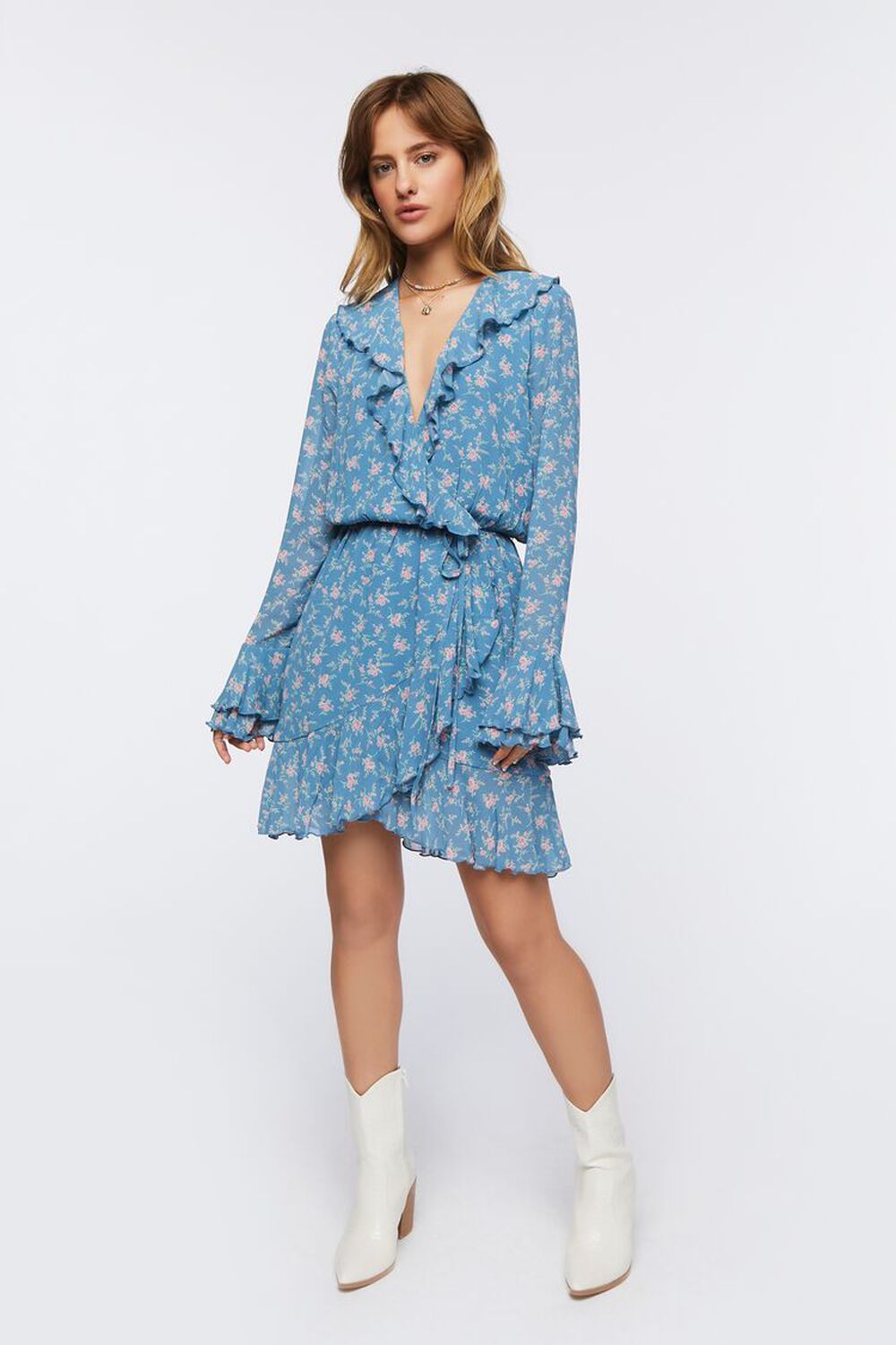 Chiffon Floral Print Mini Dress