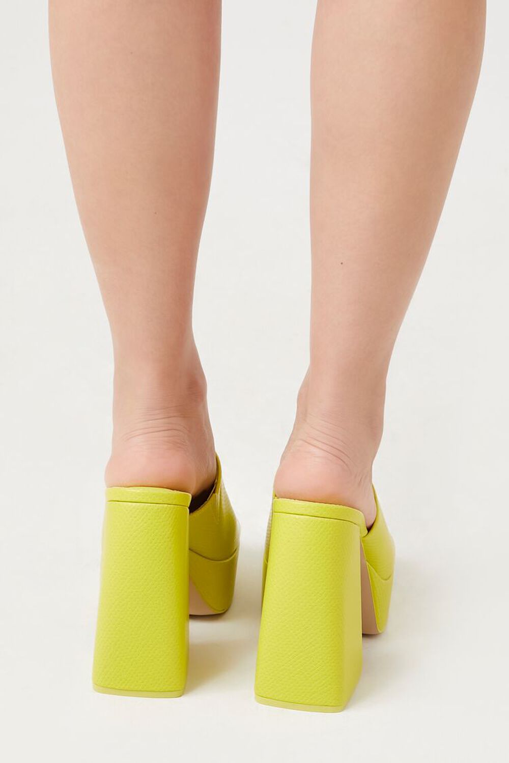 Faux Snakeskin Platform Block Green