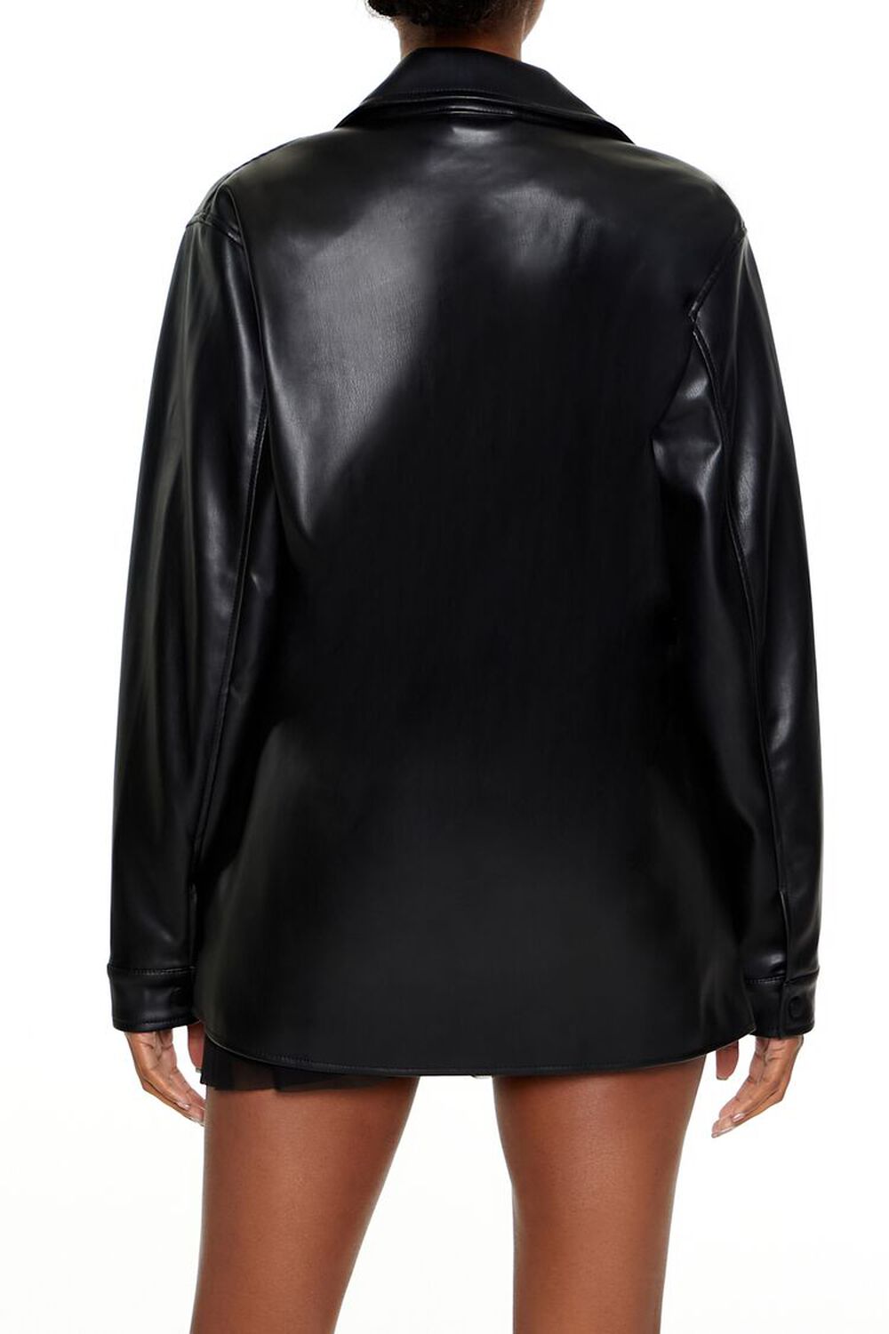 Faux Leather Shacket Black