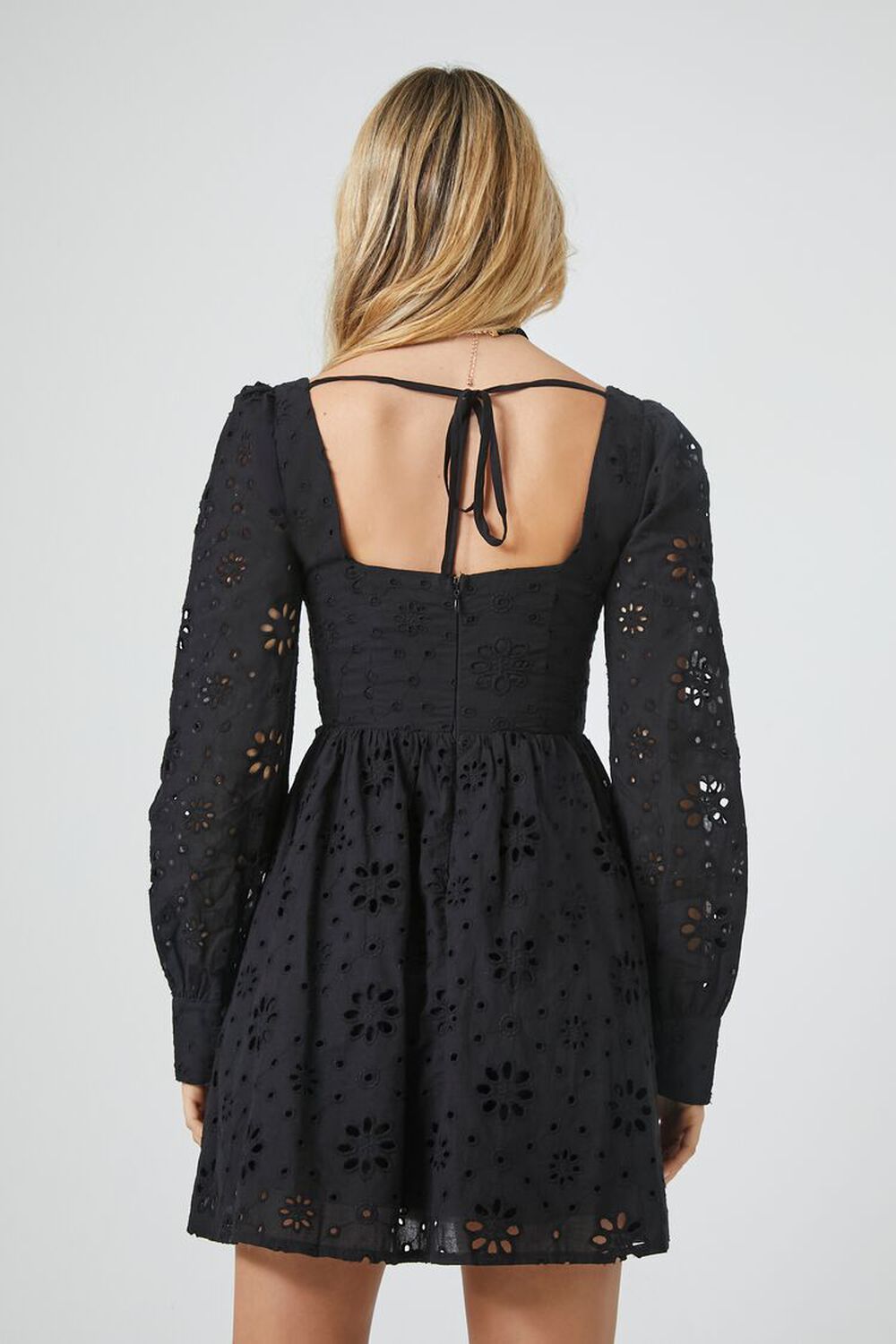 Floral Eyelet Bustier Mini Black