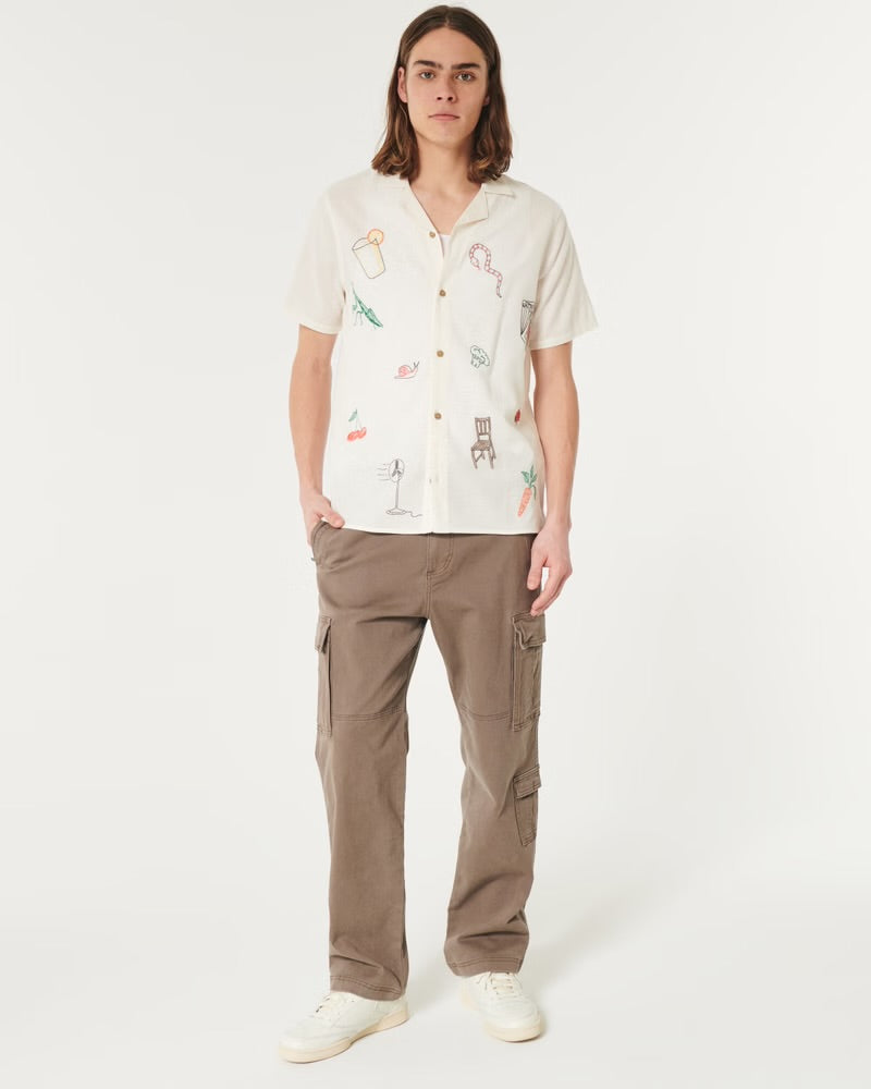 Embroidered Graphic Shirt Off White