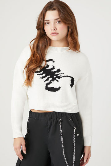 Forever21 Scorpion Cropped Sweater White