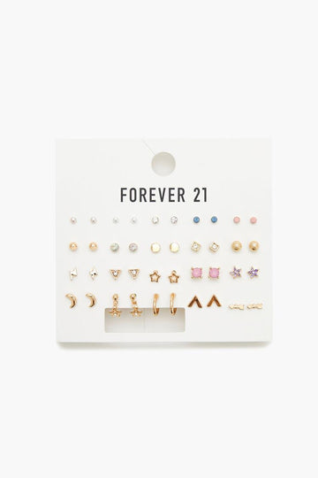 Rhinestone Stud &amp; Hoop Earring Set