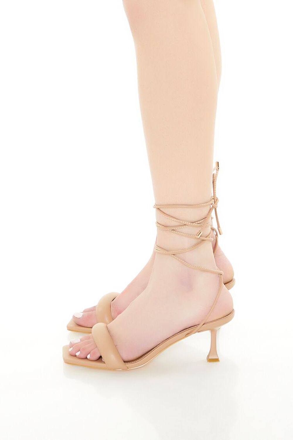 Forever21 Faux Leather LaceUp Heels Taupe