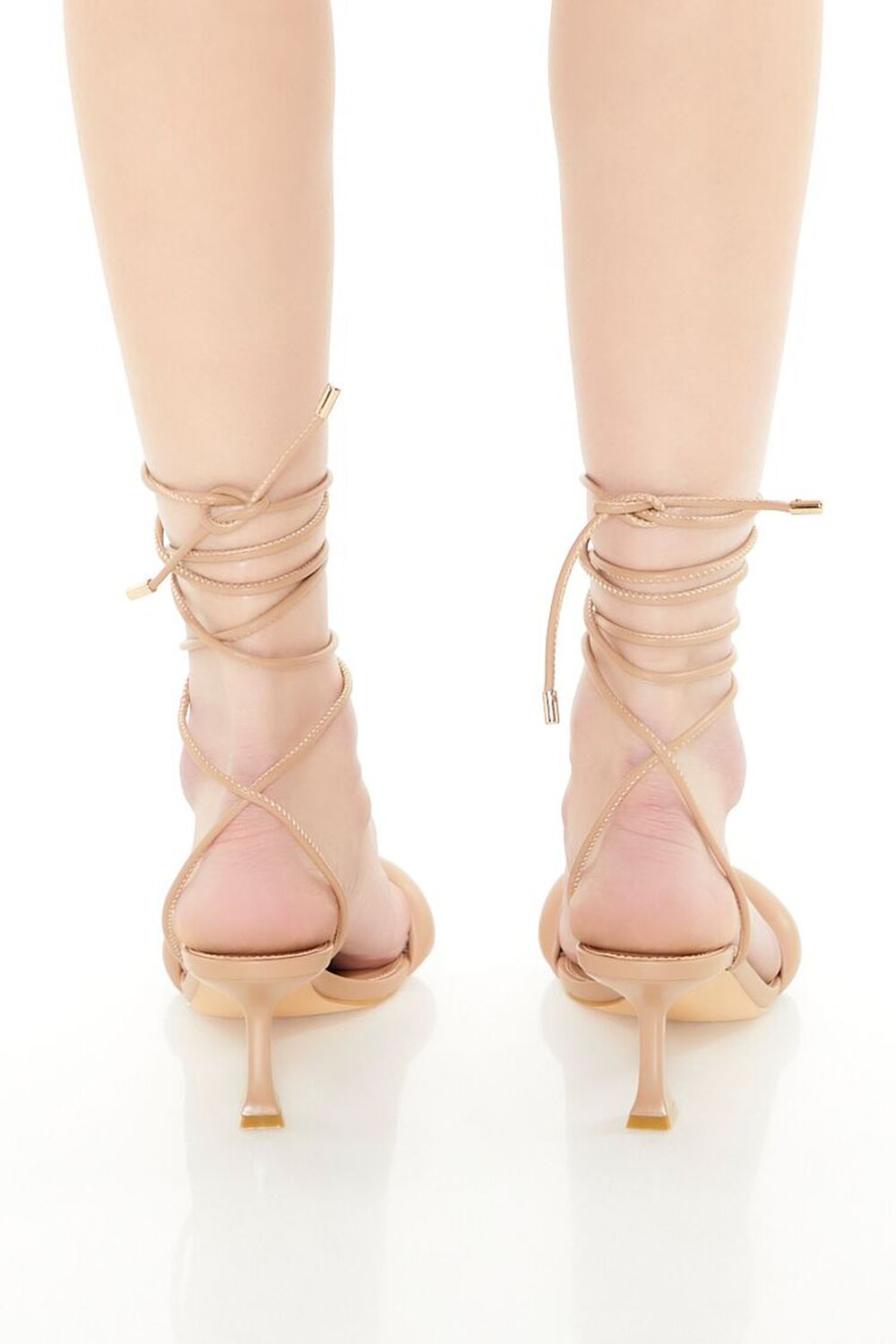 Forever21 Faux Leather LaceUp Heels Taupe