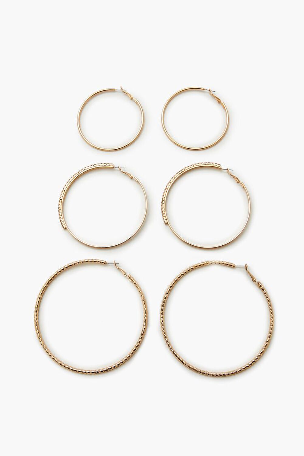 Rhinestone Hoop Earring Set Gold