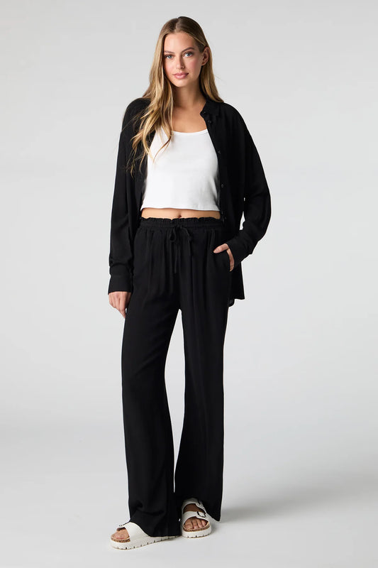 Flowy Oversized Button-Up Top Pant