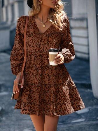 SHEIN Clasi Smock Brown