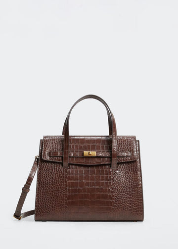 Mango Croc-effect bag Brown