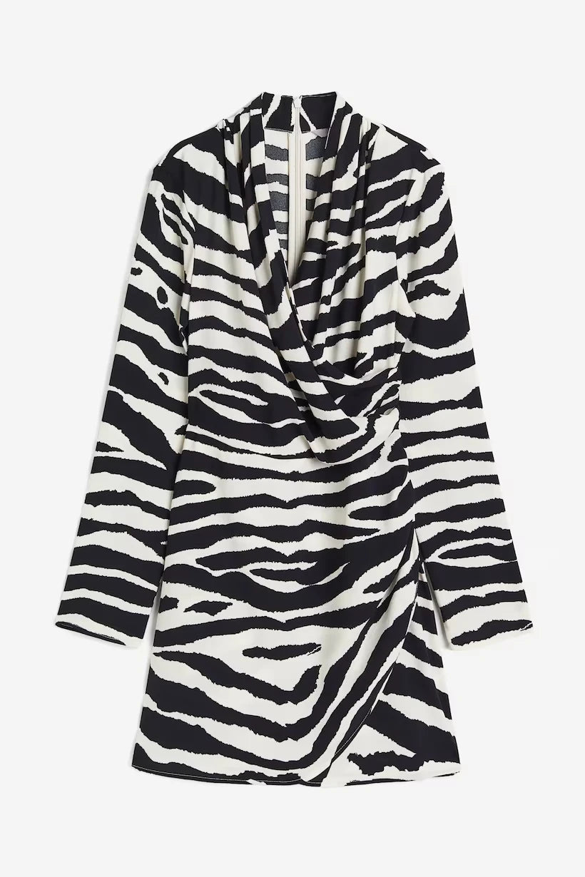 Draped Wrap Black/zebra Print
