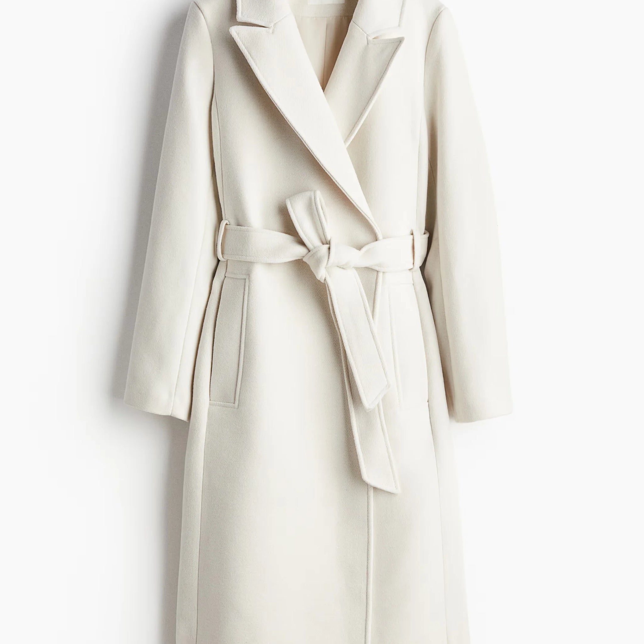 Tie Belt Coat White