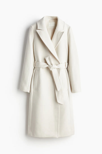 Tie Belt Coat White