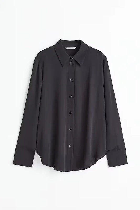 Pointed-collar Shirt Black