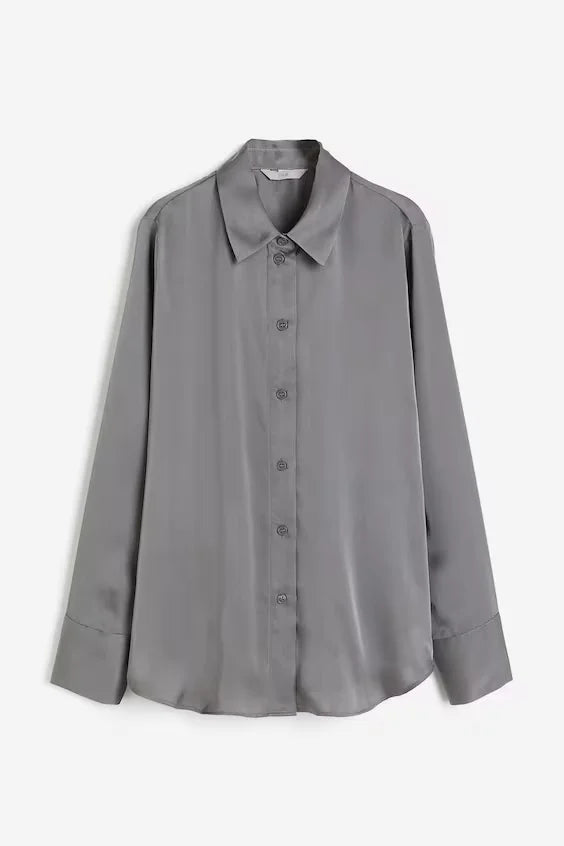Pointed-collar Shirt Gray