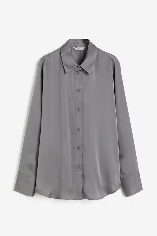 Pointed-collar Shirt Gray