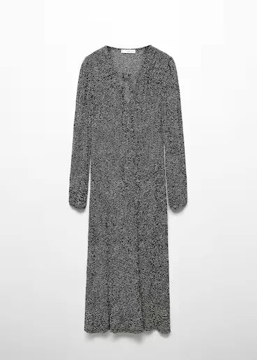 Printed Bow Dress Black