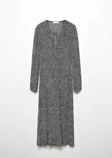 Printed Bow Dress Black