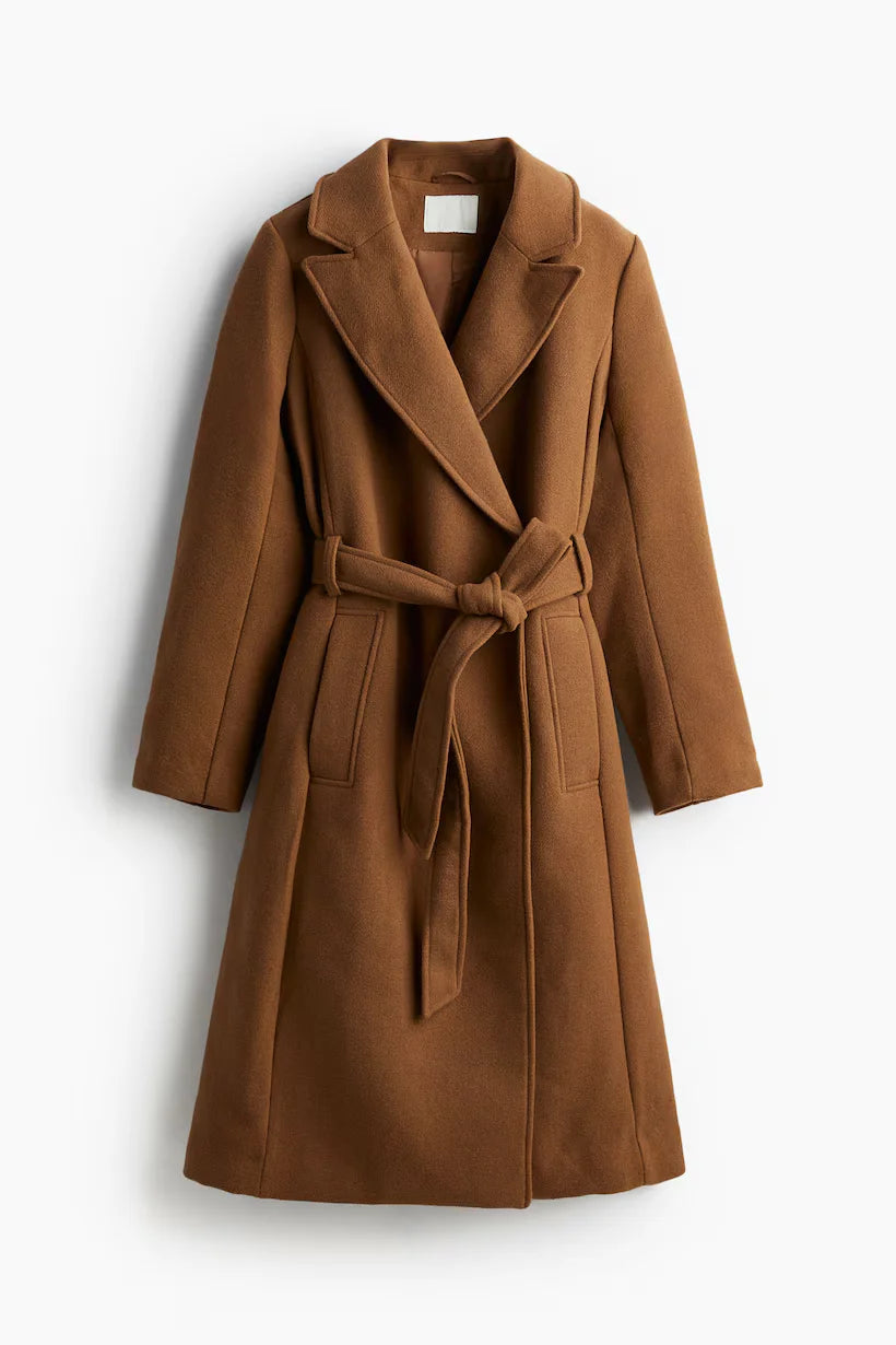 Tie Belt Coat Dark Beige