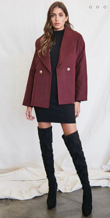 Belted Wrap Coat AUBERGINE