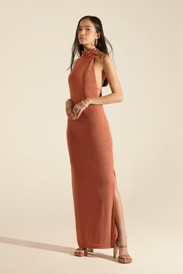 Bodycon Halter Maxi Auburn