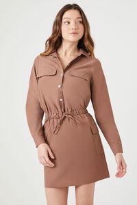 Button-Front Mini Shirt Brown