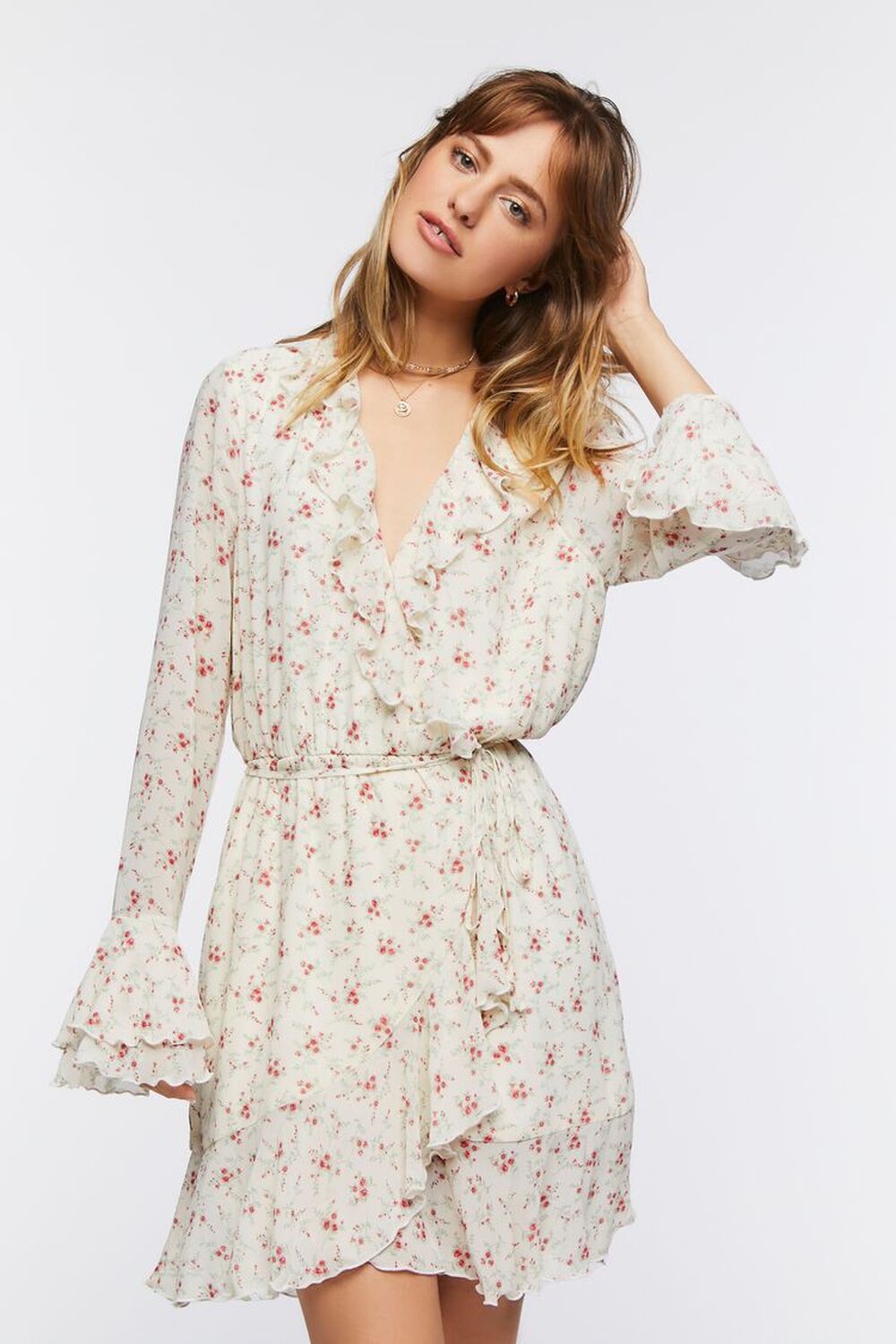 Chiffon Floral Print Mini Dress