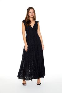 Crochet Butterfly-Sleeve Maxi Black