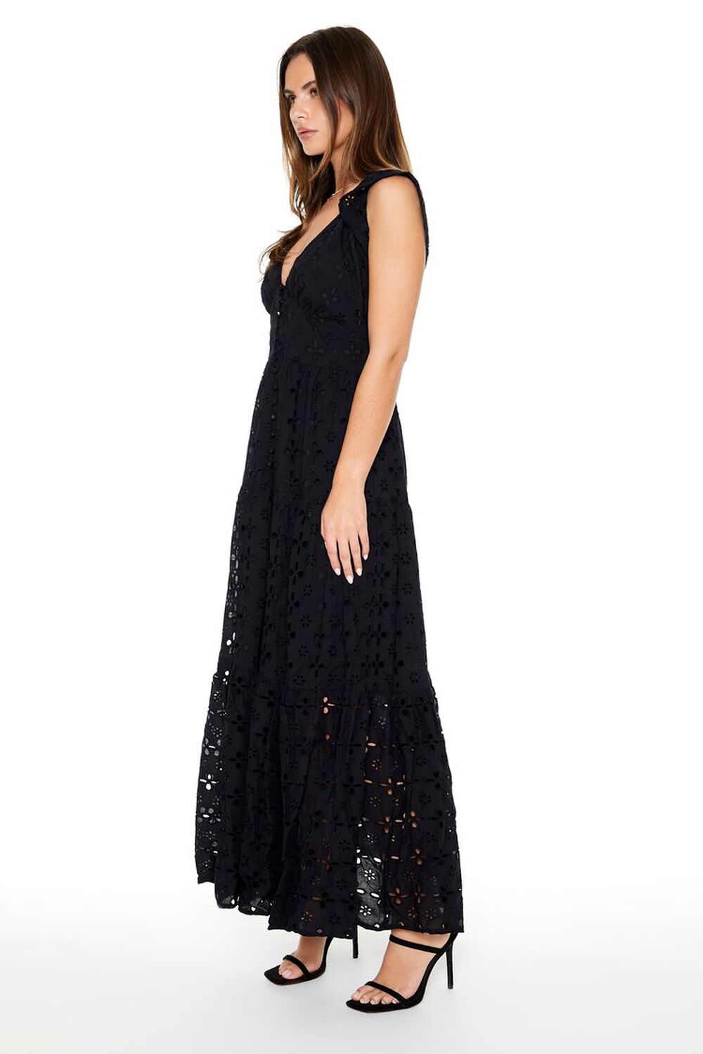 Crochet Butterfly-Sleeve Maxi Dress