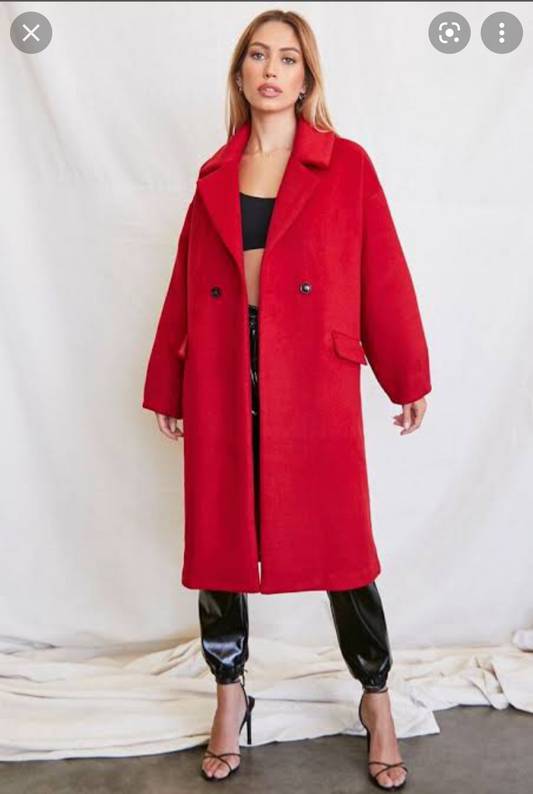 Double-Breasted Coat Red