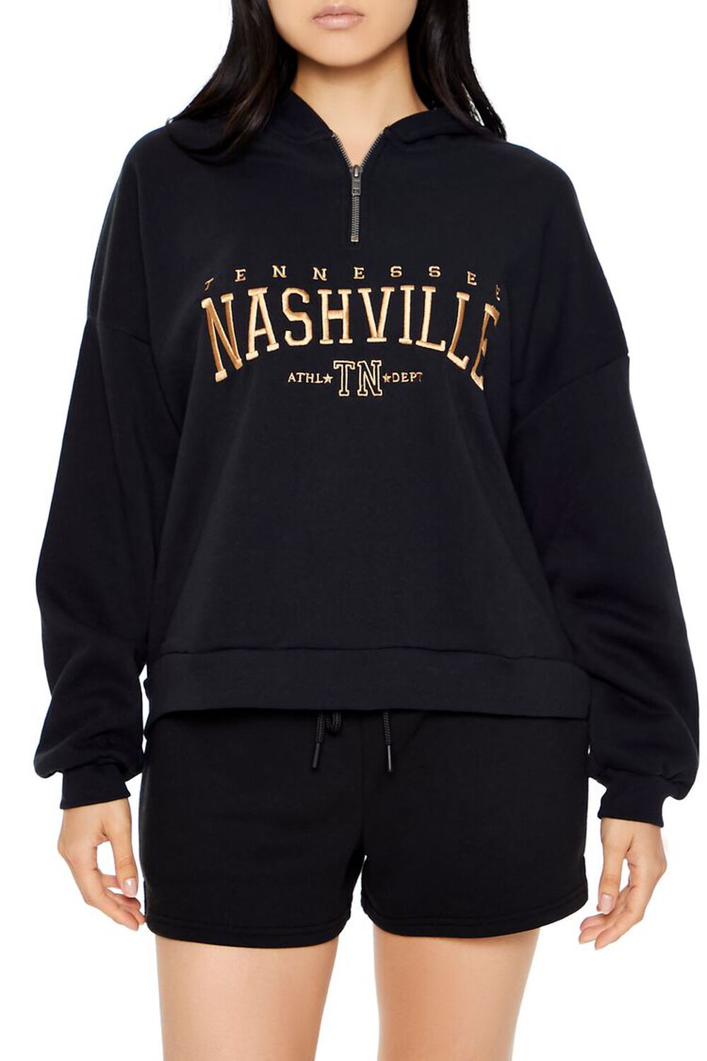 Fleece Nashville Half-Zip Hoodie Black