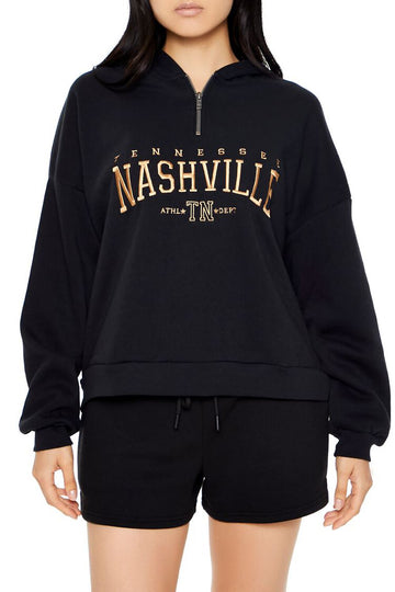 Fleece Nashville Half-Zip Hoodie Black