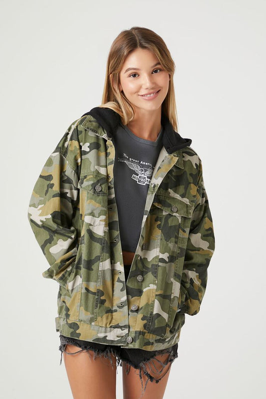 Forest Camo Print Puffer Jacket OLIVE/MULTI