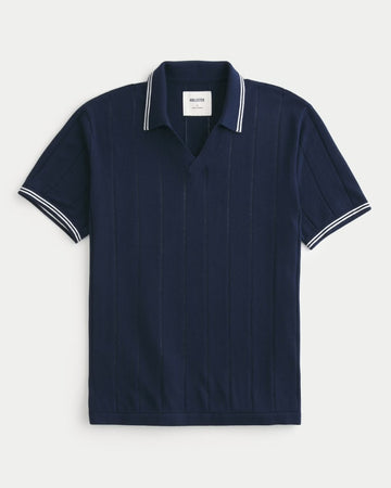 Tipped Sweater Polo Navy Blue