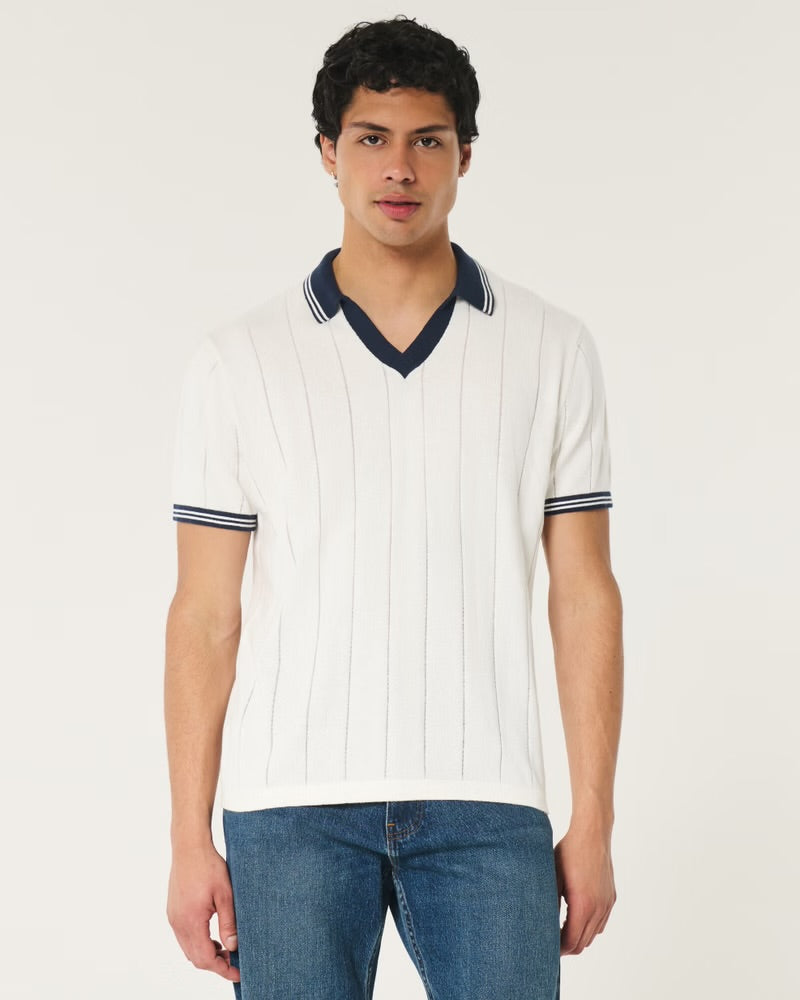 Tipped Sweater Polo Off White