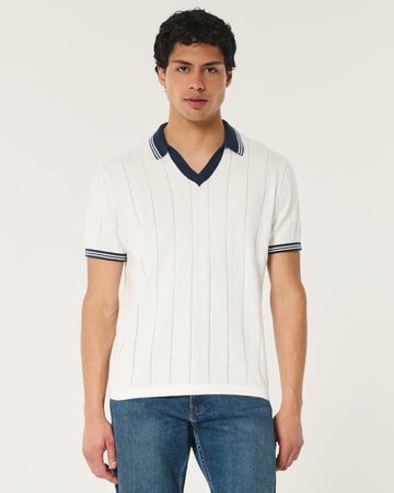 Tipped Sweater Polo Off White
