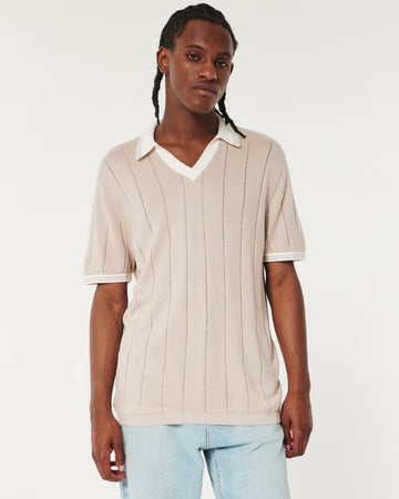Tipped Sweater Polo Cream