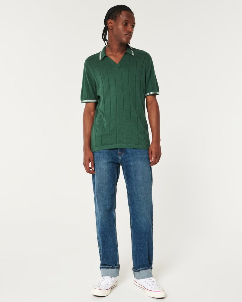 Tipped Sweater Polo Dark Green