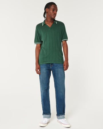 Tipped Sweater Polo Dark Green