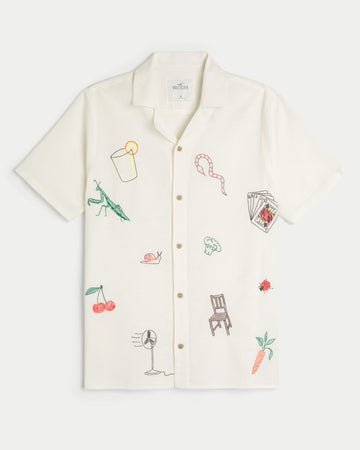 Embroidered Graphic Shirt Off White