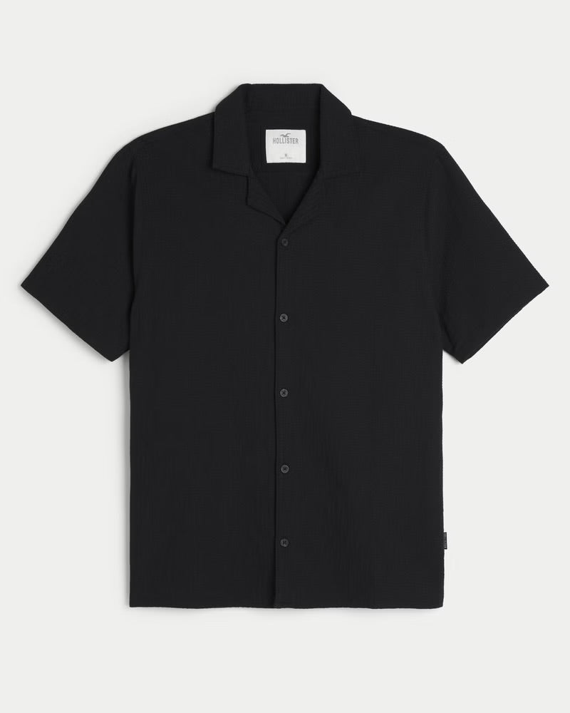 SHORT-SLEEVE TEXTURED COTTON SHIRT