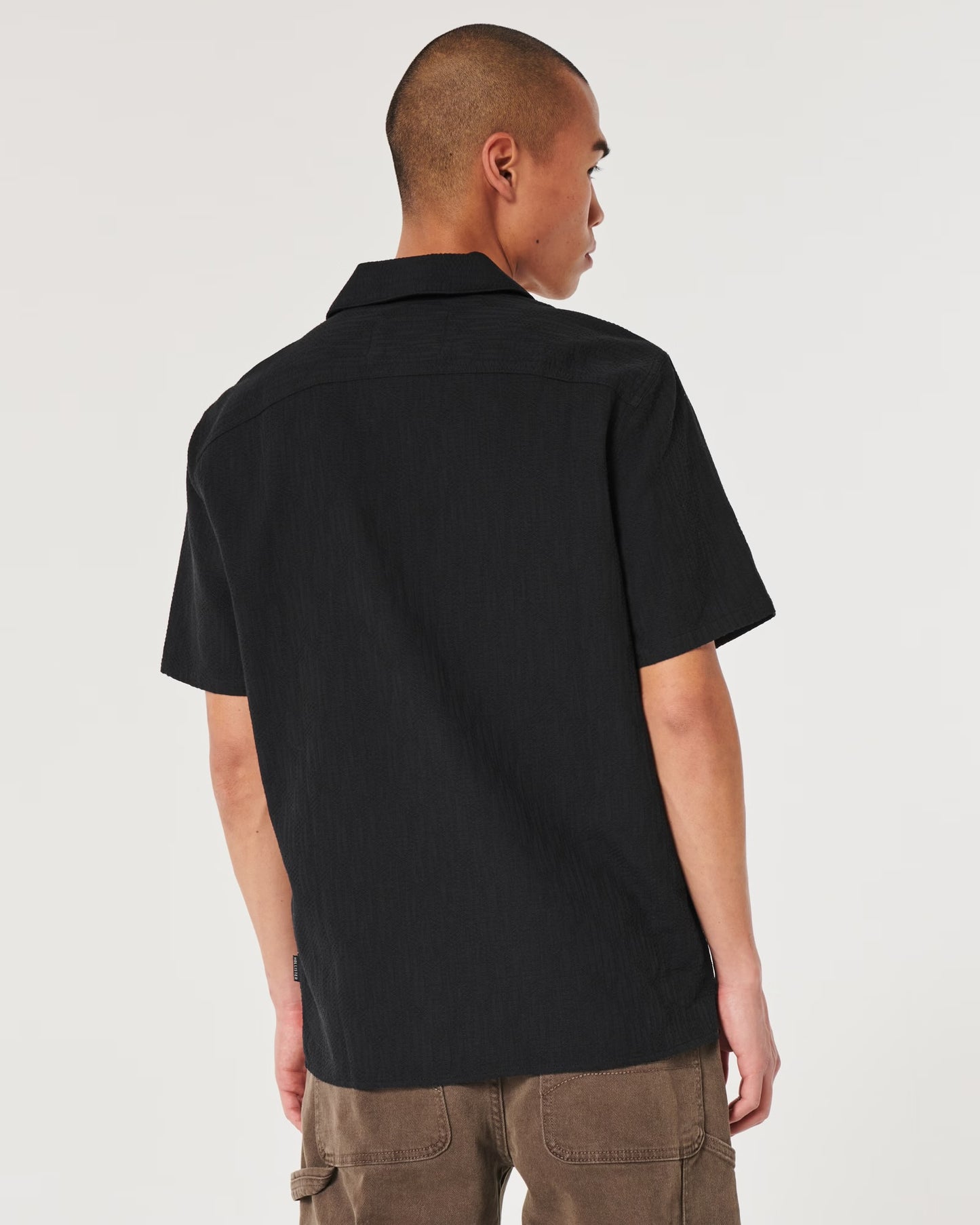 SHORT-SLEEVE TEXTURED COTTON SHIRT