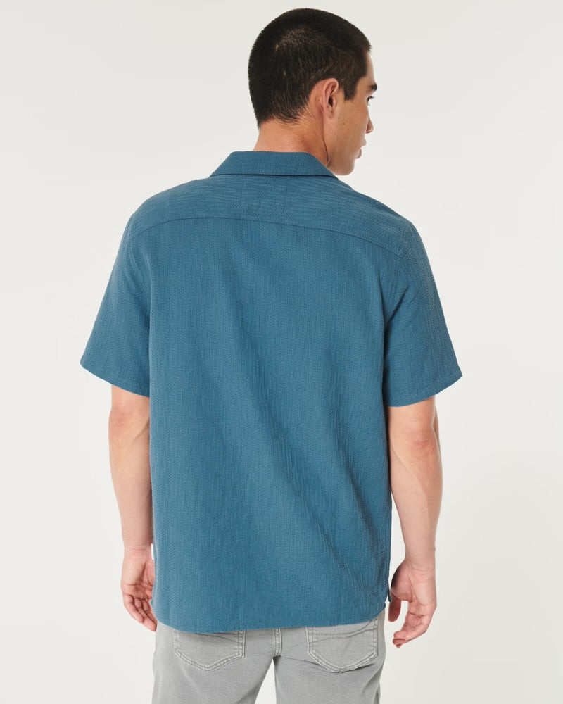 SHORT-SLEEVE TEXTURED COTTON SHIRT