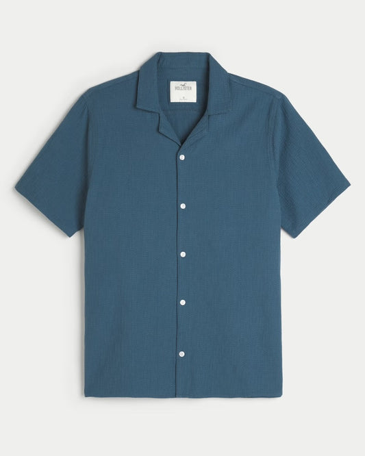 SHORT-SLEEVE TEXTURED COTTON SHIRT