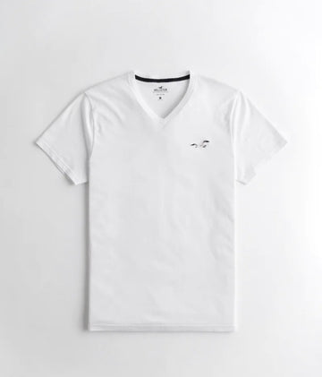 V Neck T-SHIRT White Logo White