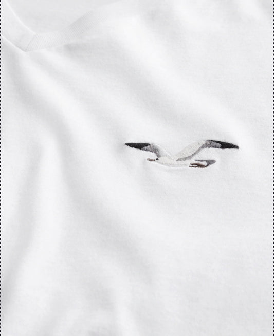 V Neck T-SHIRT White Logo White