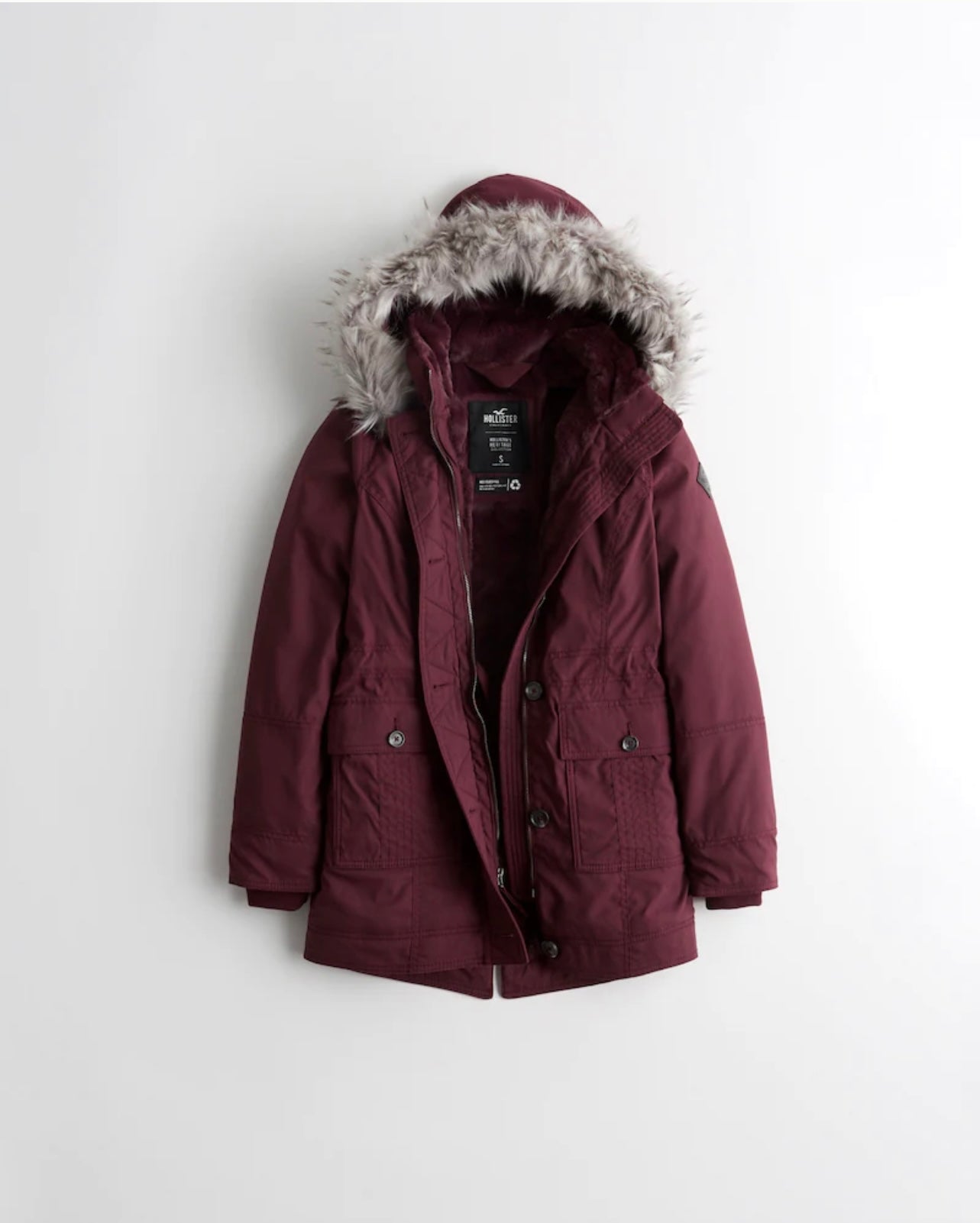 Teddy-Lined Parka Burgundy